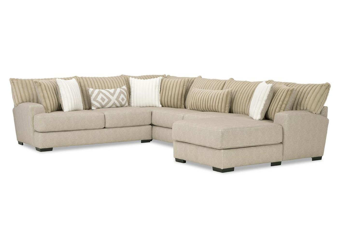 Picture of Tweed Large Sectional Sofa with Chaise - Light Brown