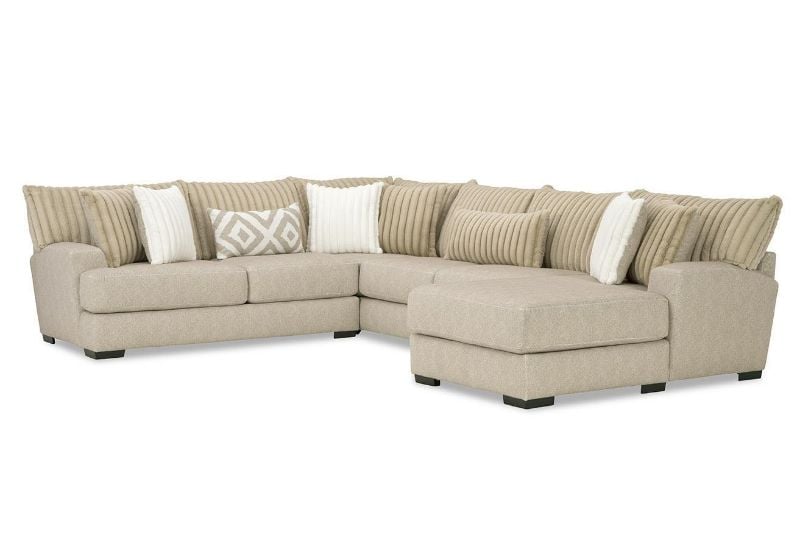 Picture of Tweed Large Sectional Sofa with Chaise - Light Brown