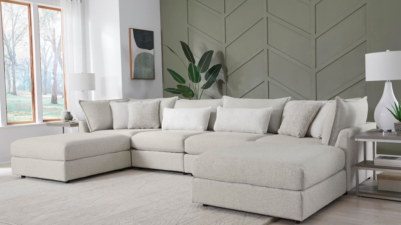 Hogan Double Chaise Sectional Sofa - Off White | Home Furniture