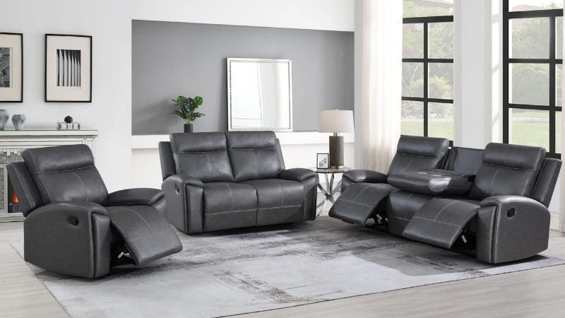 Gaston Reclining Sofa Set - Gray | Home Furniture