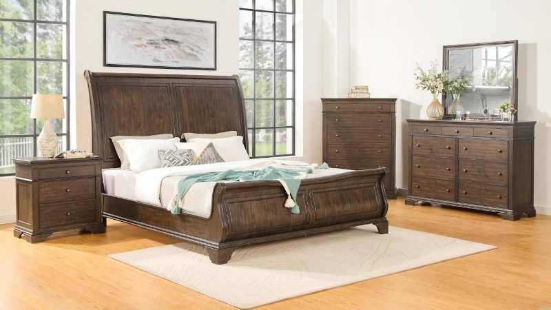 Richland Queen Sleigh Bedroom Set - Brown | Home Furniture