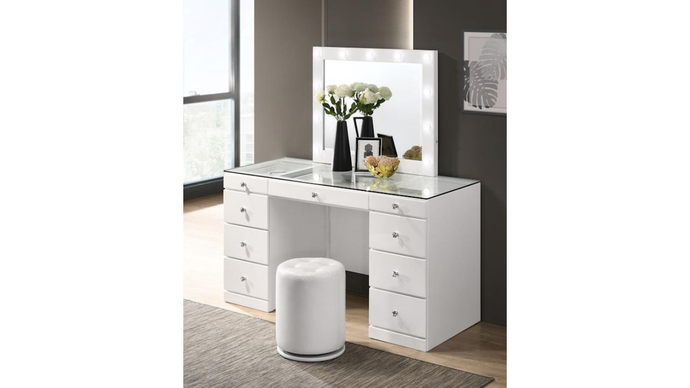 Picture of Glam Vanity with Stool - White