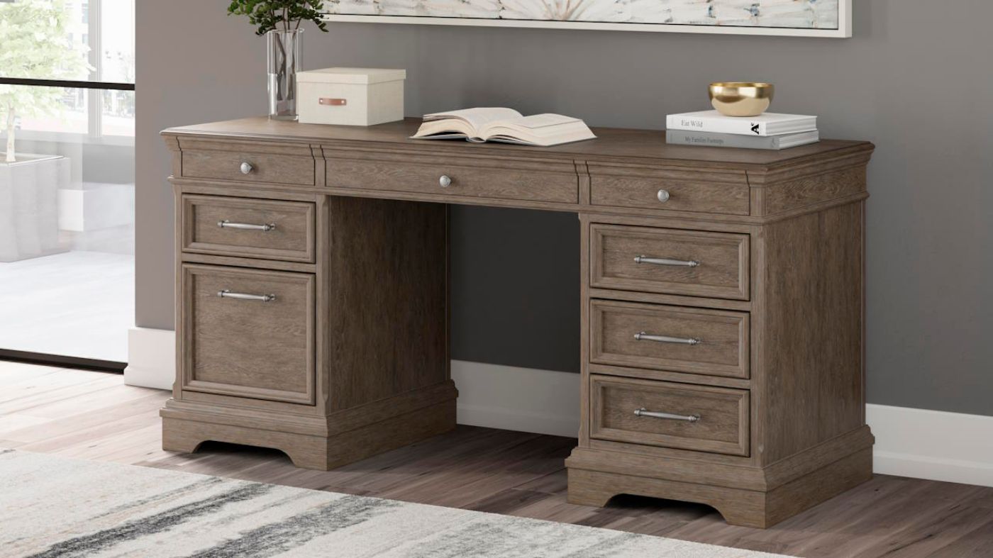 Picture of Janismore Executive Desk - Weathered Gray