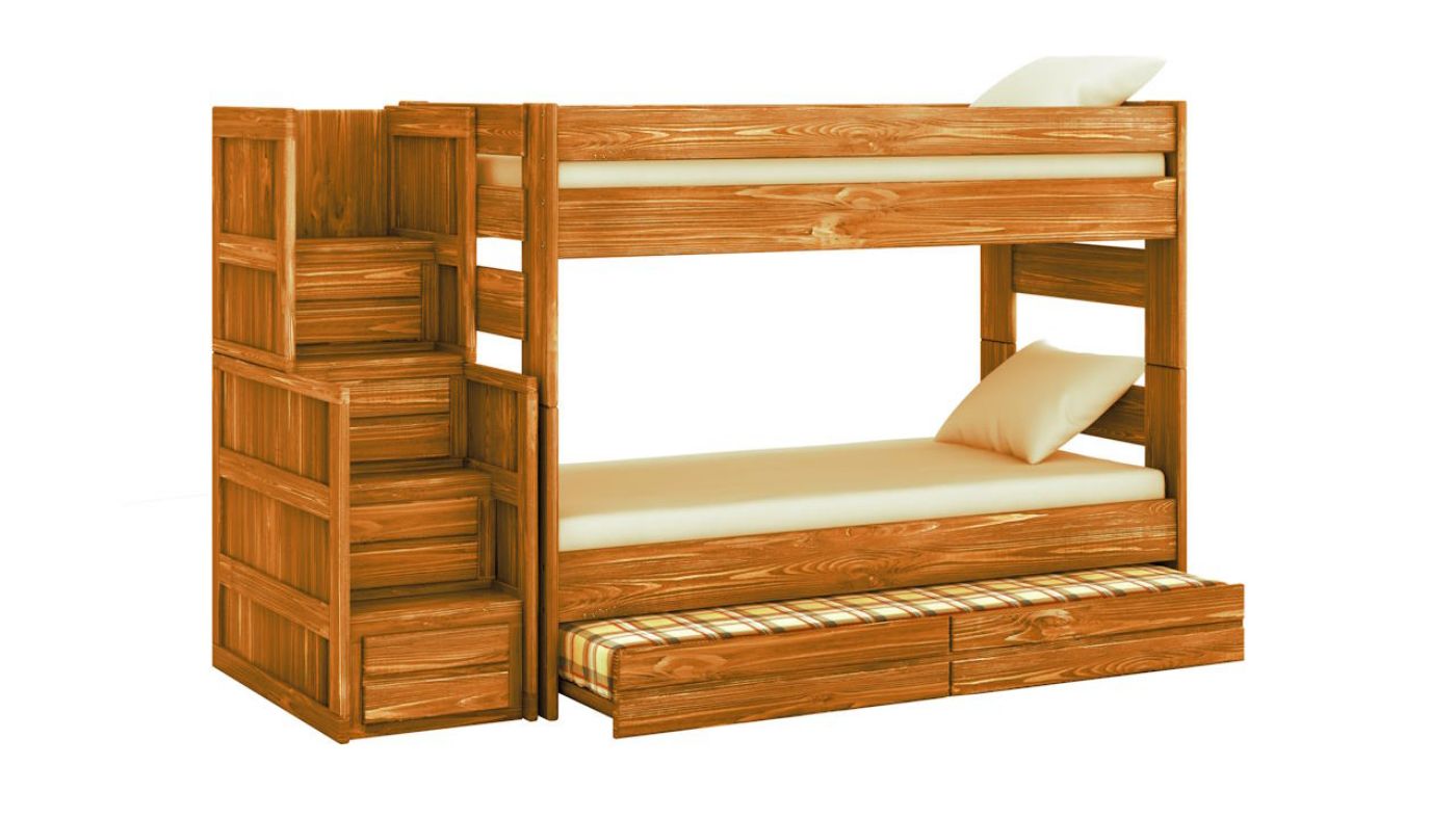 Picture of Wrangler Twin over Twin Bunk Bed with Trundle - Brown