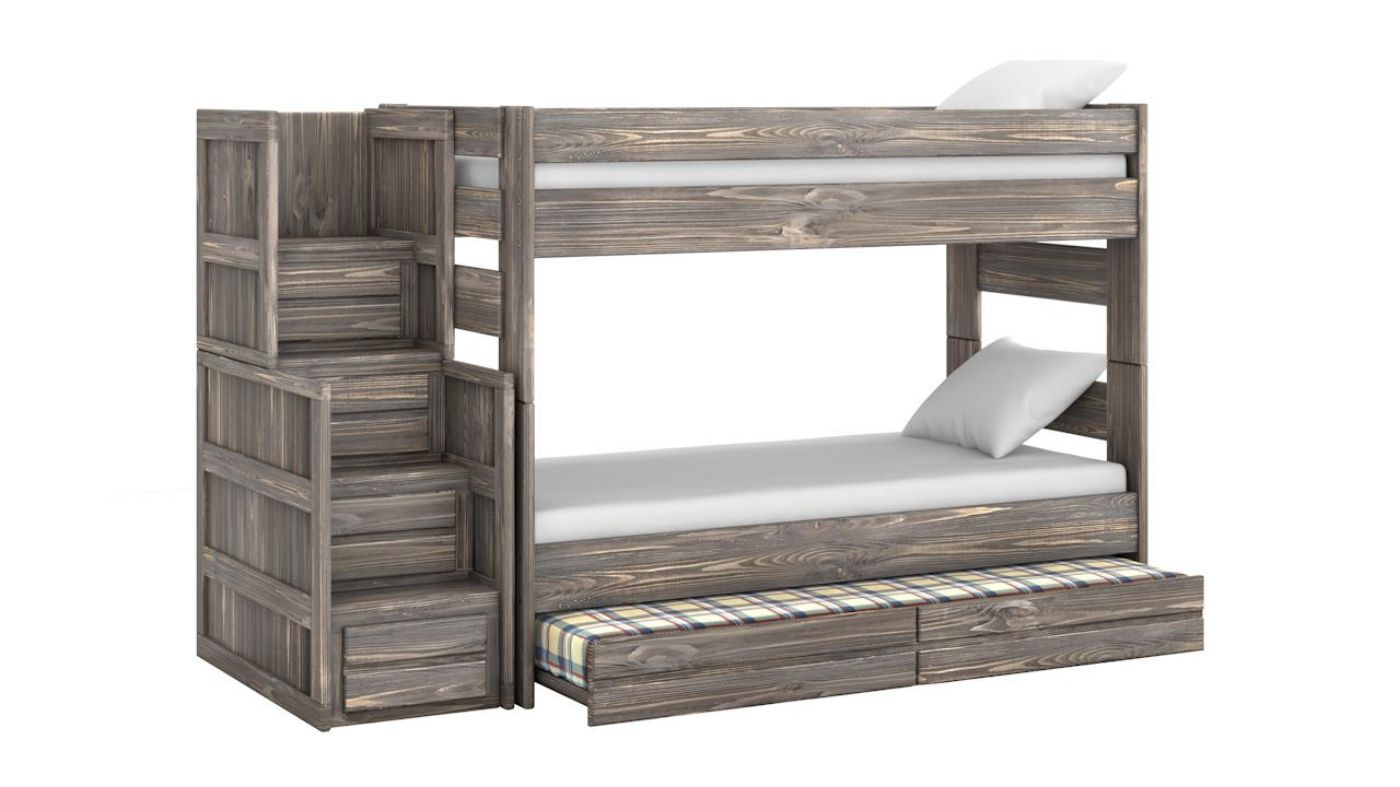 Picture of Wrangler Twin over Twin Bunk Bed with Trundle - Gray