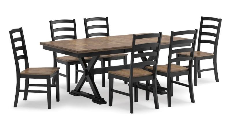 Picture of Wildenauer 7-Piece Dining Room Set - Black with Brown Top