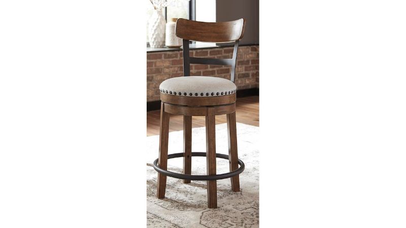 Picture of Valebeck 24 Inch Upholstered Swivel Barstool - Brown