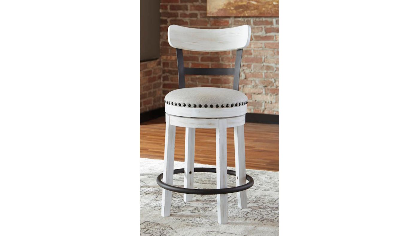 Picture of Valebeck 24 Inch Upholstered Swivel Barstool - White