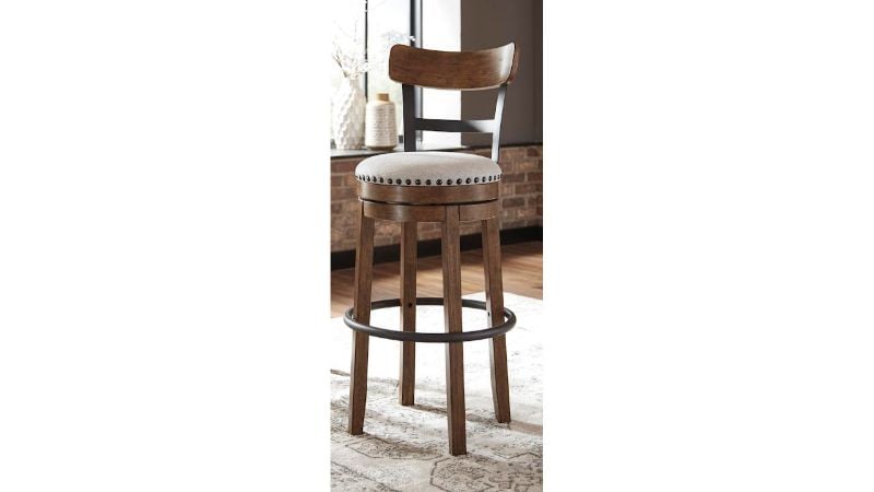 Picture of Valebeck 30 Inch Upholstered Swivel Barstool - Brown