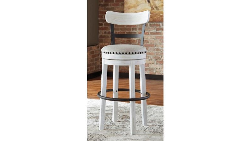 Picture of Valebeck 30 Inch Upholstered Swivel Barstool - White