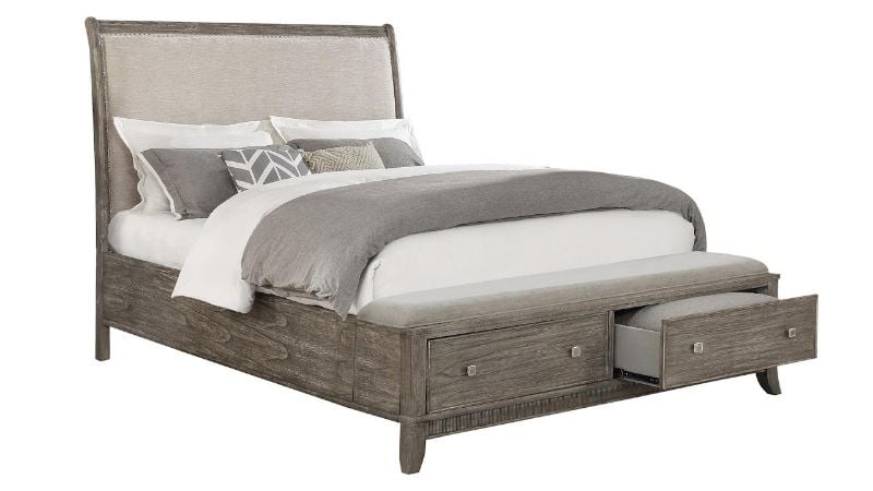 Picture of Cloey Queen Bench Storage Bed - Gray