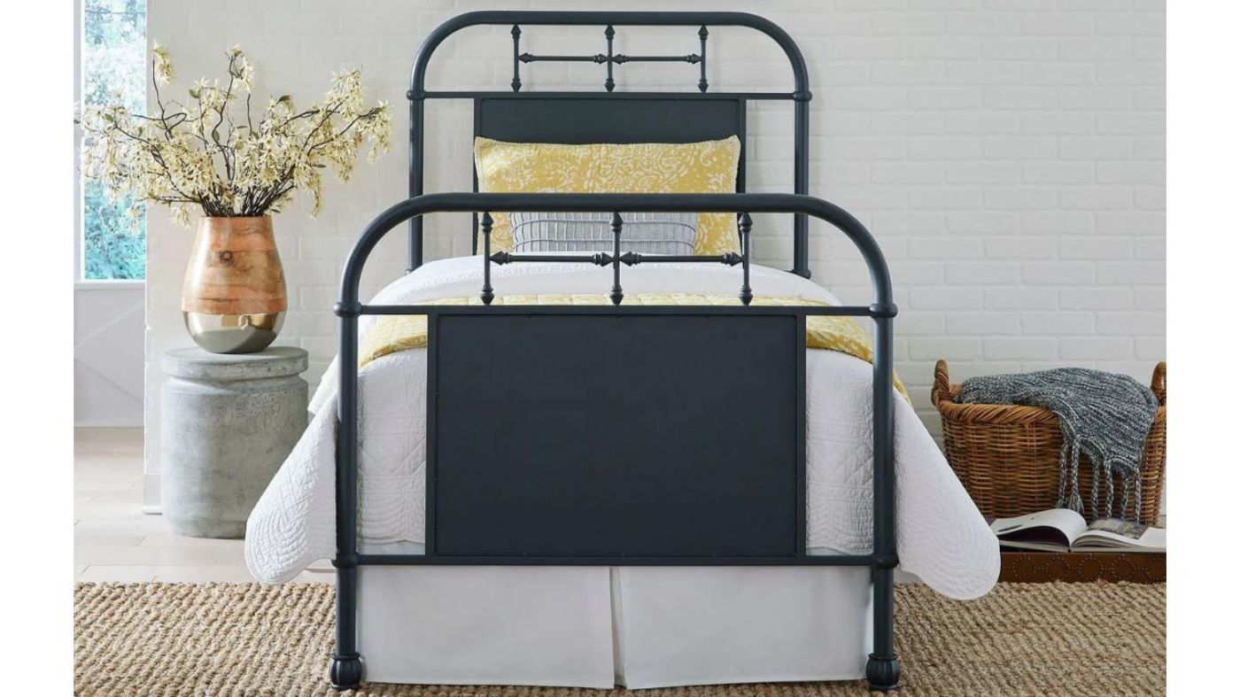 Picture of Vintage Twin Size Metal Bed - Navy