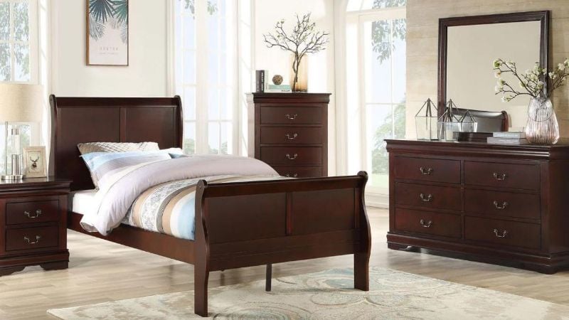 Picture of Louis Philippe Twin Size Bedroom Set - Cherry Brown