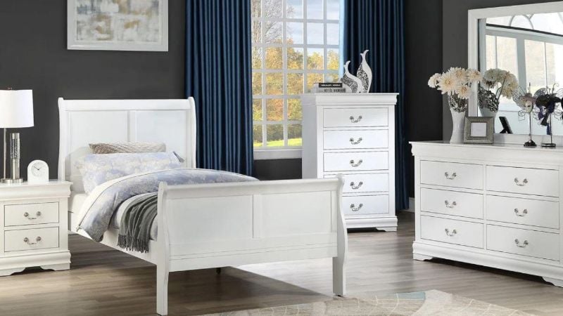 Picture of Louis Philippe Twin Size Bedroom Set - White