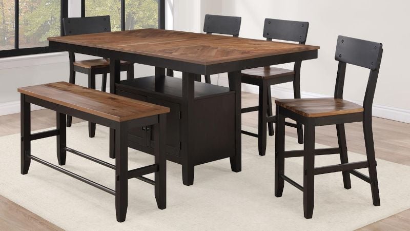 Picture of Bermuda 6-Piece Counter Table Set - Black with Brown Top