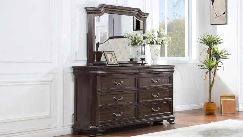 Picture of Lyndhurst Dresser with Mirror - Brown