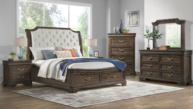 Picture of The Lyndhurst Queen Storage Bedroom Set - Brown