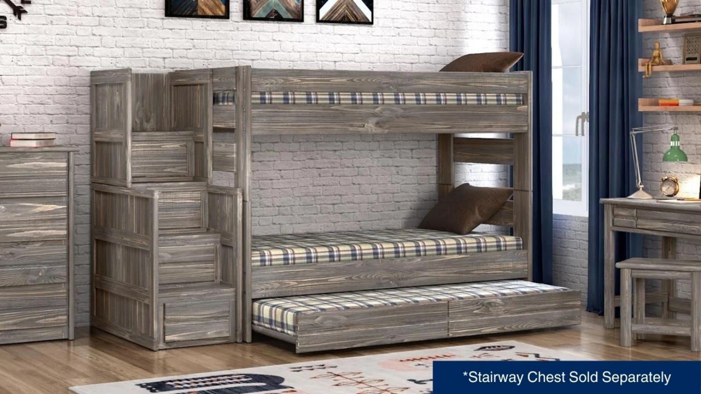 Picture of Wrangler Twin over Twin Bunk Bed with Trundle - Gray