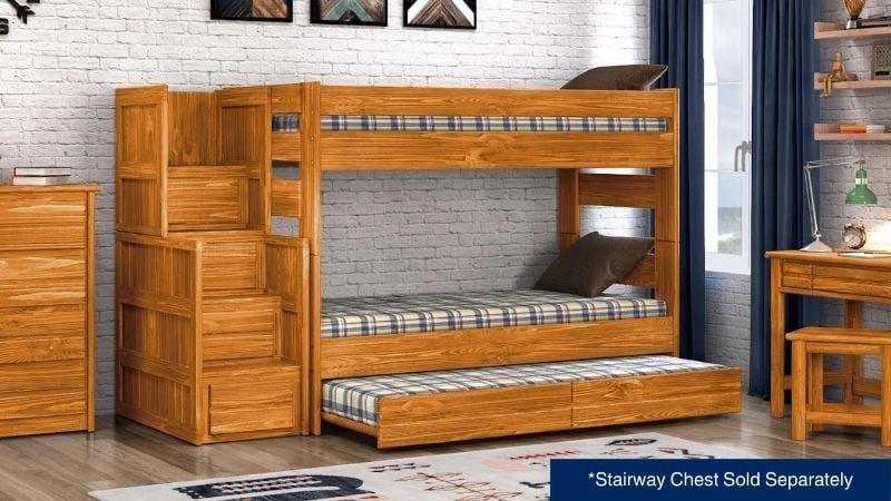 Picture of Wrangler Twin over Twin Bunk Bed with Trundle - Brown