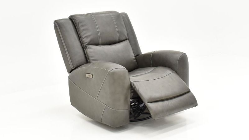 Picture of Hayley Leather Power Swivel Glider Recliner - Gray