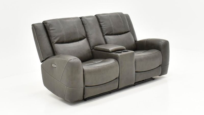 Picture of Hayley Leather Power Loveseat - Gray