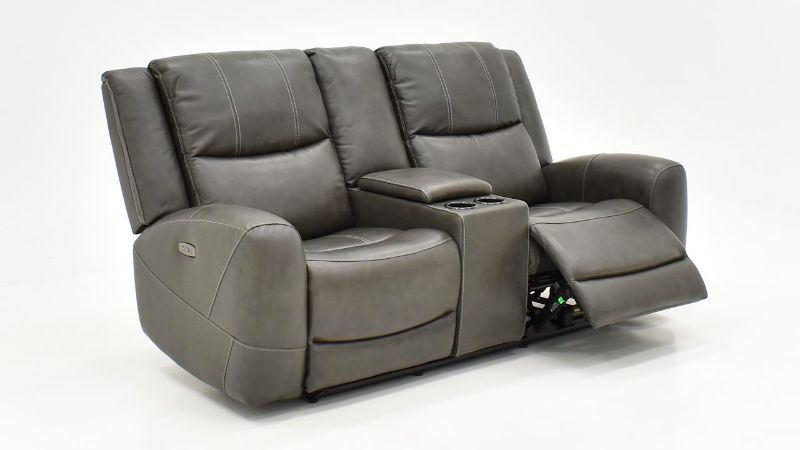 Picture of Hayley Leather Power Loveseat - Gray