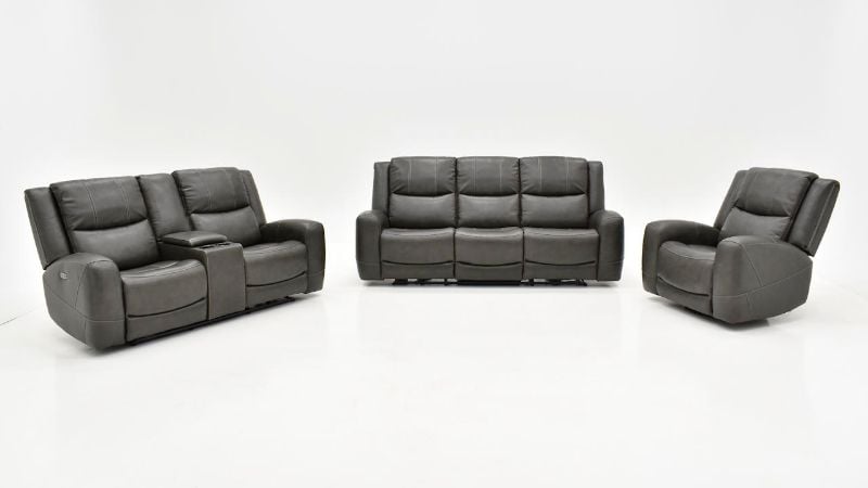 Picture of Hayley Leather Power Sofa Set - Gray