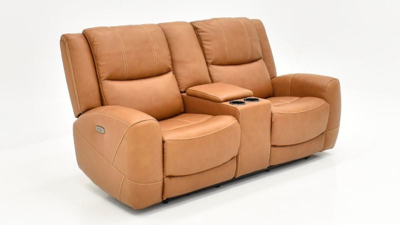 Picture of Hayley Leather Power Loveseat - Brown