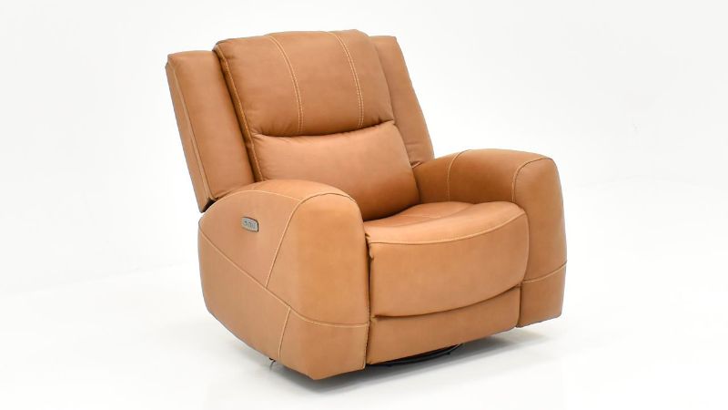 Picture of Hayley Leather Power Swivel Glider Recliner - Brown