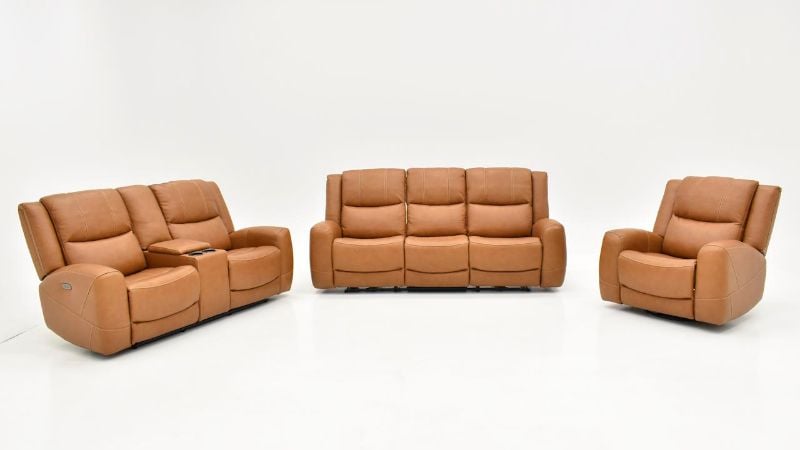 Picture of Hayley Leather Power Sofa Set - Brown