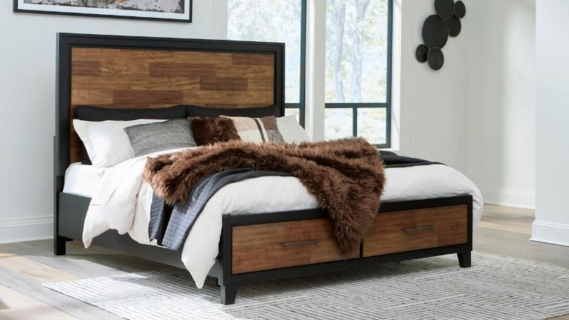 Picture of Kraeburn Panel Storage Bed - Black with Wood Accent