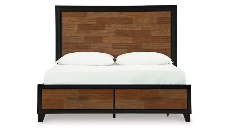 Picture of Kraeburn Queen Storage Bed - Black with Wood Accent