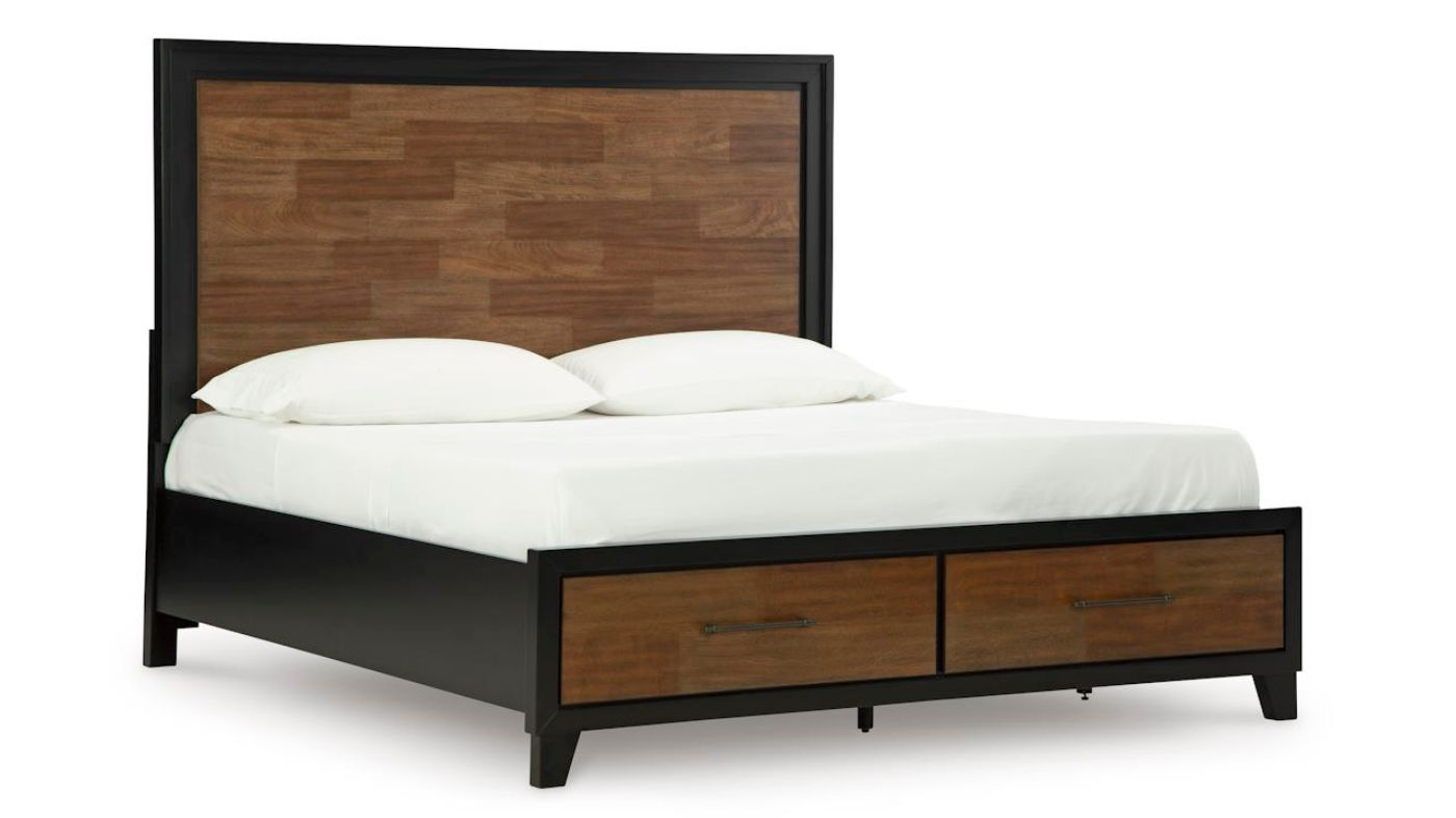 Picture of Kraeburn Queen Storage Bed - Black with Wood Accent