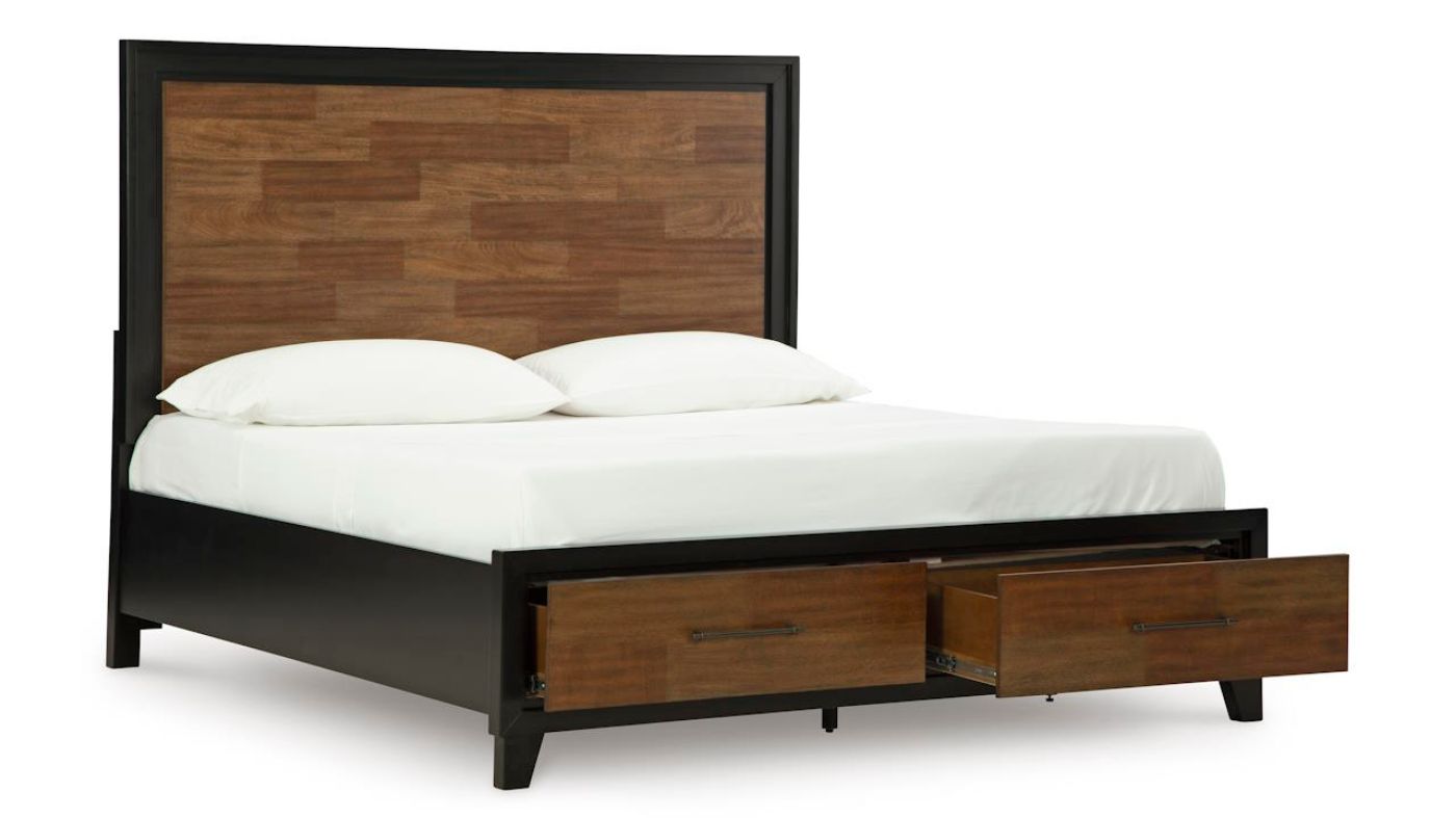 Picture of Kraeburn Queen Storage Bed - Black with Wood Accent