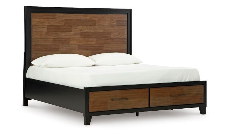 Picture of Kraeburn King Storage Bed - Black with Wood Accent