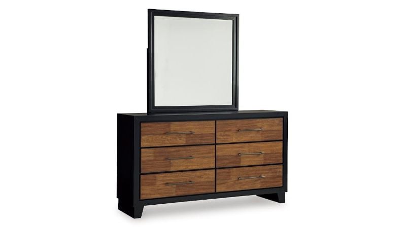 Picture of Kraeburn Dresser with Mirror - Black with Wood Accent