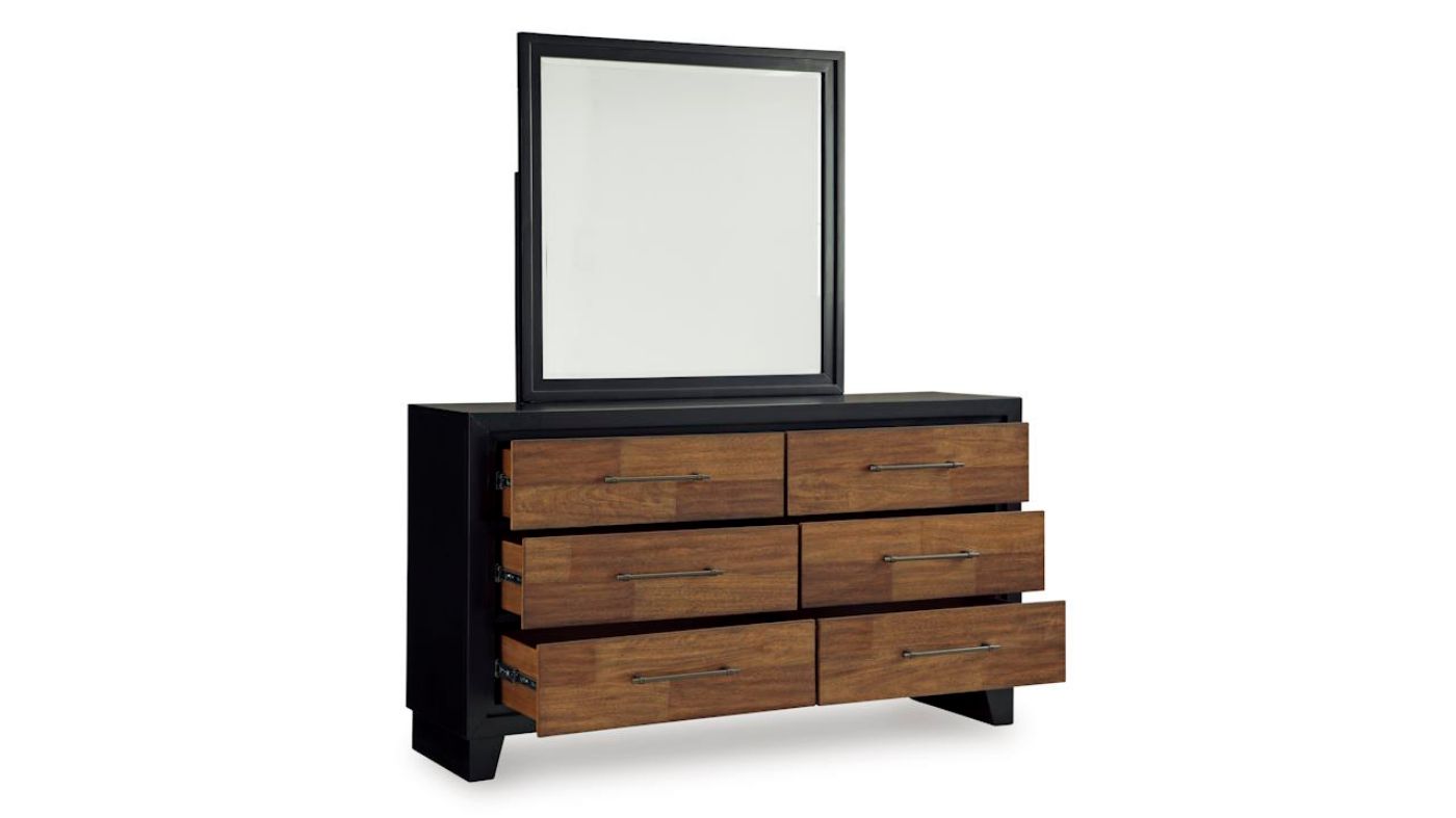 Picture of Kraeburn Dresser with Mirror - Black with Wood Accent