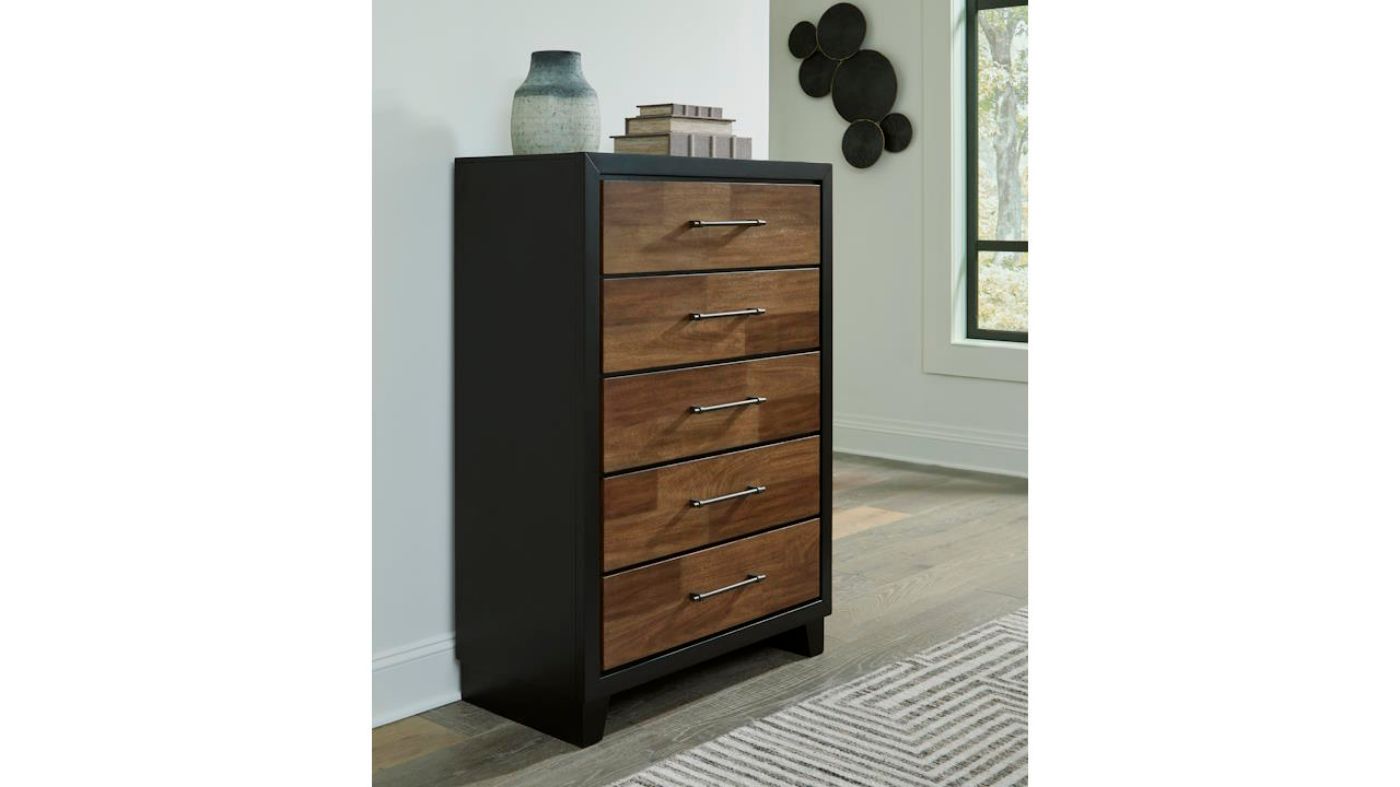 Picture of Kraeburn Chest - Black with Wood Accent