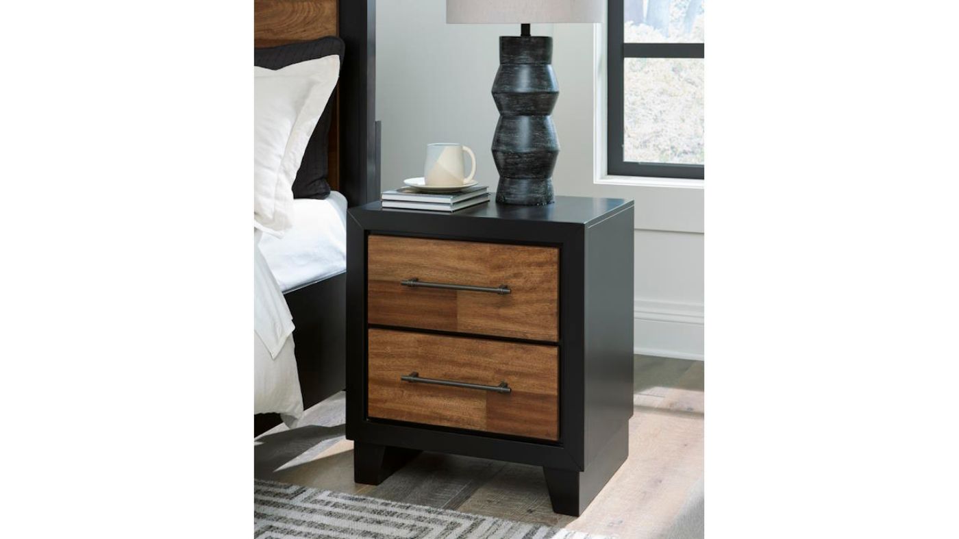 Picture of Kraeburn Nightstand - Black with Wood Accent