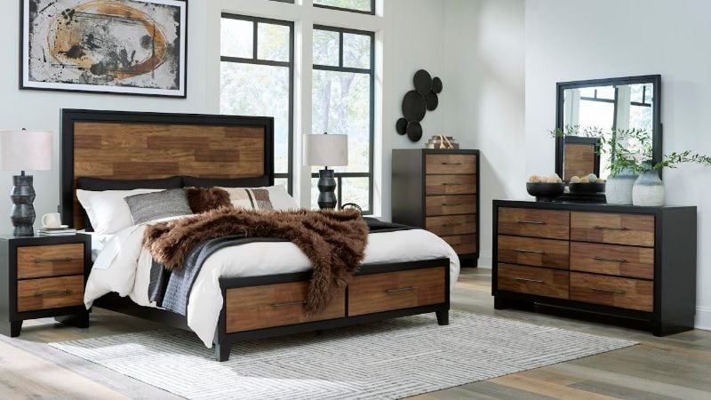 Picture of Kraeburn Panel Storage Bedroom - Black with Wood Accent