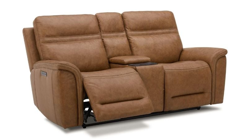 Picture of Cooper Power Leather Sofa Set - Camel