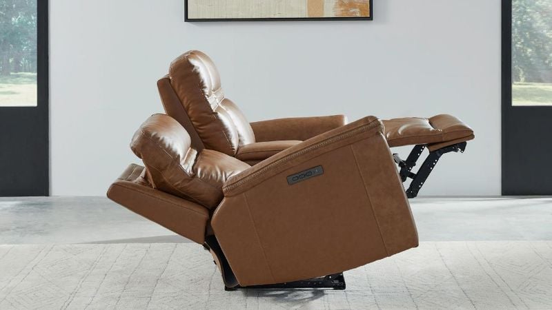 Picture of Cooper Power Leather Loveseat - Camel