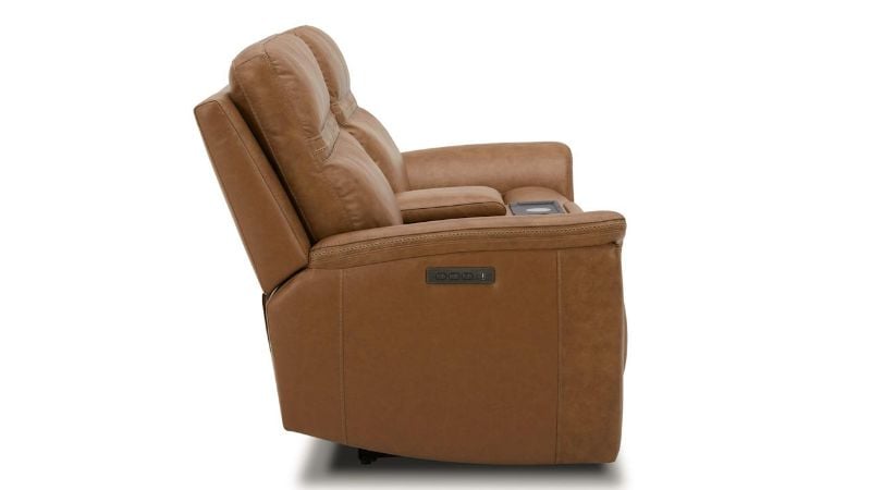 Picture of Cooper Power Leather Loveseat - Camel