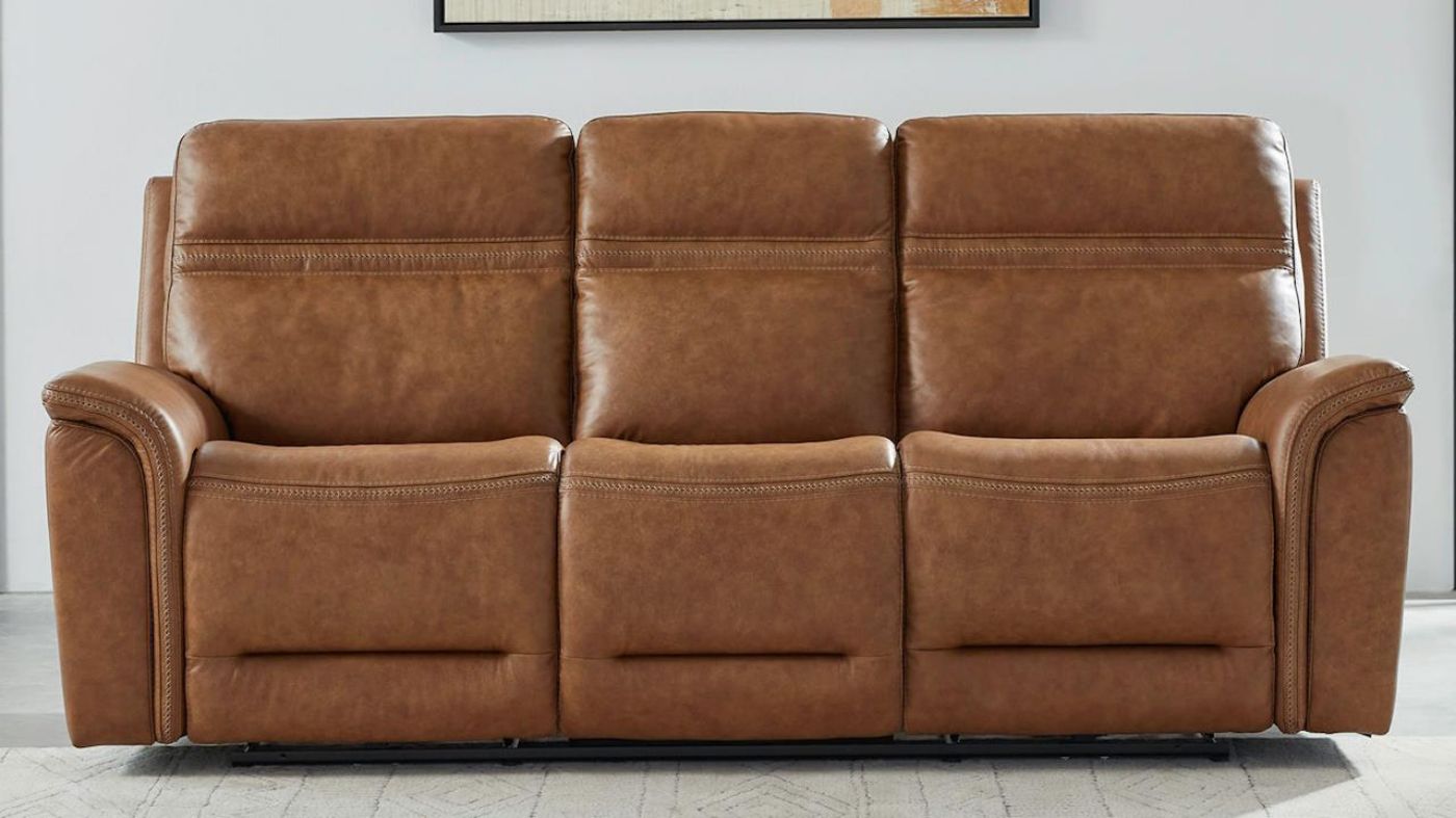 Picture of Cooper Power Leather Sofa - Camel