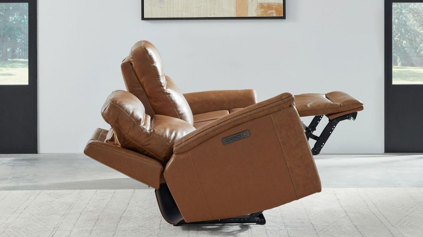 Picture of Cooper Power Leather Sofa - Camel