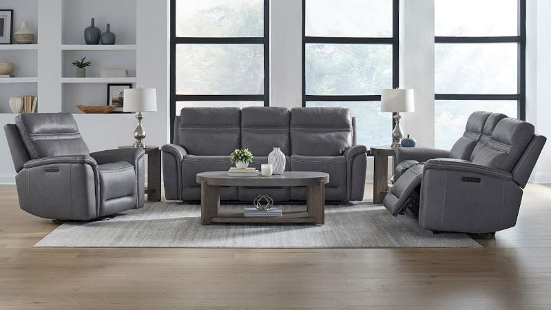 Picture of Cooper Power Leather Sofa Set - Gray