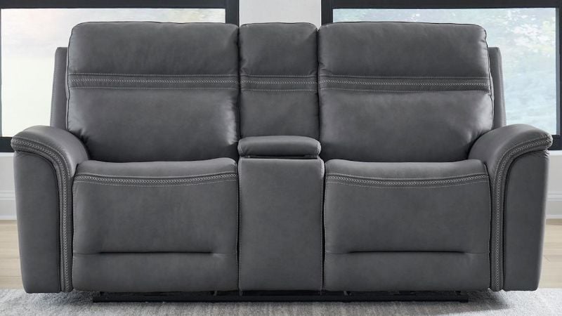 Picture of Cooper Power Leather Loveseat- Gray