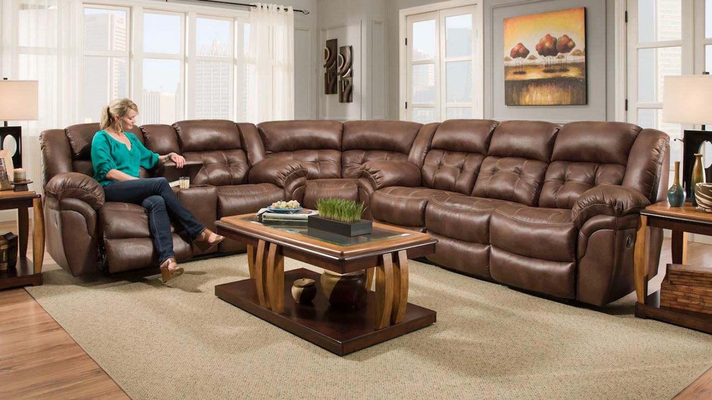 Picture of Padre Power Sectional Sofa-Brown