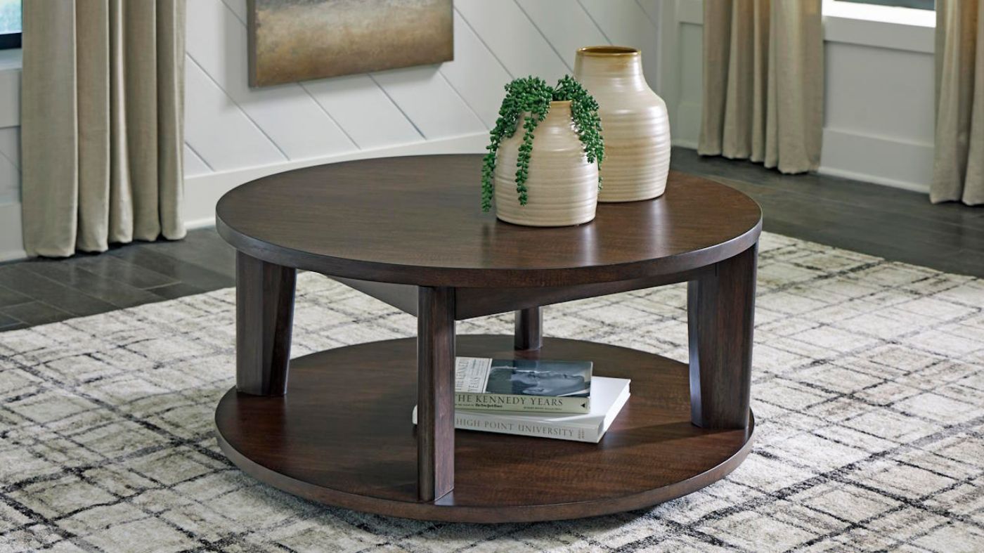 Picture of Korestone Round Cocktail Table - Dark Brown