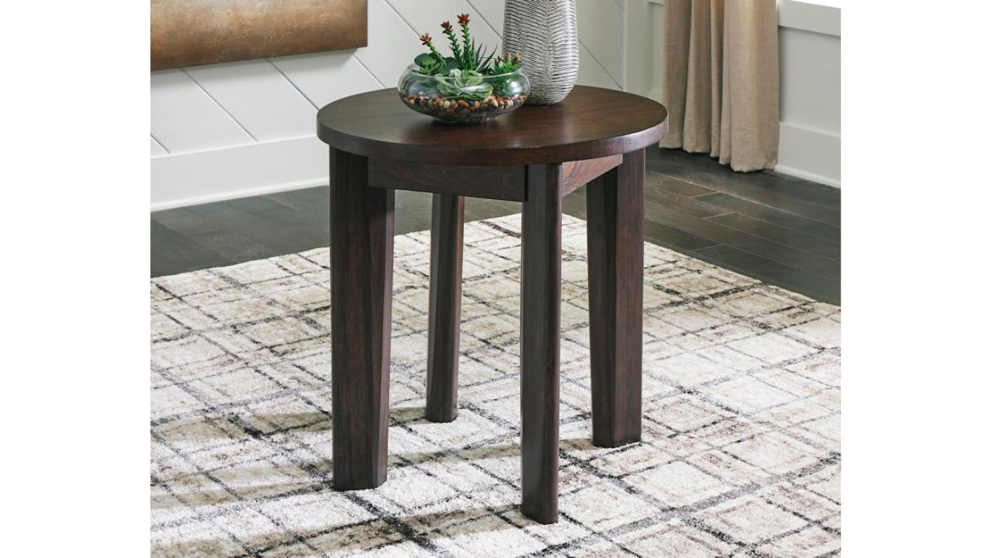 Picture of Korestone Round End Table - Dark Brown